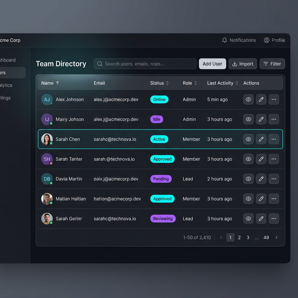 Directory Data Mockup